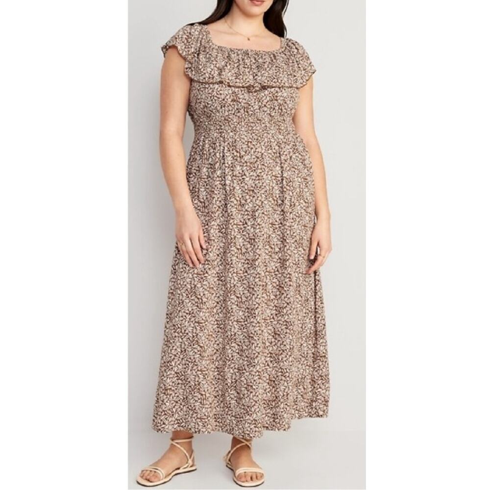 Old Navy Resort Euro Summer Flowy Western Smocked Preppy Maxi Dress Women's 2x